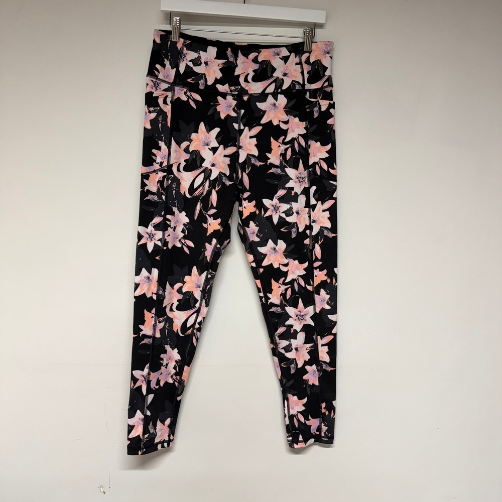 Victoria's Secret Women Size 16 Floral Leggings Lily Pockets 100% Cotton
